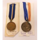 Two Royal Life Saving Society medals, awarded 1917 and a silver 1931. (2)
