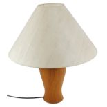 A Dyrlund Danish light teak table lamp, with an oatmeal coloured shade, 47cm high.