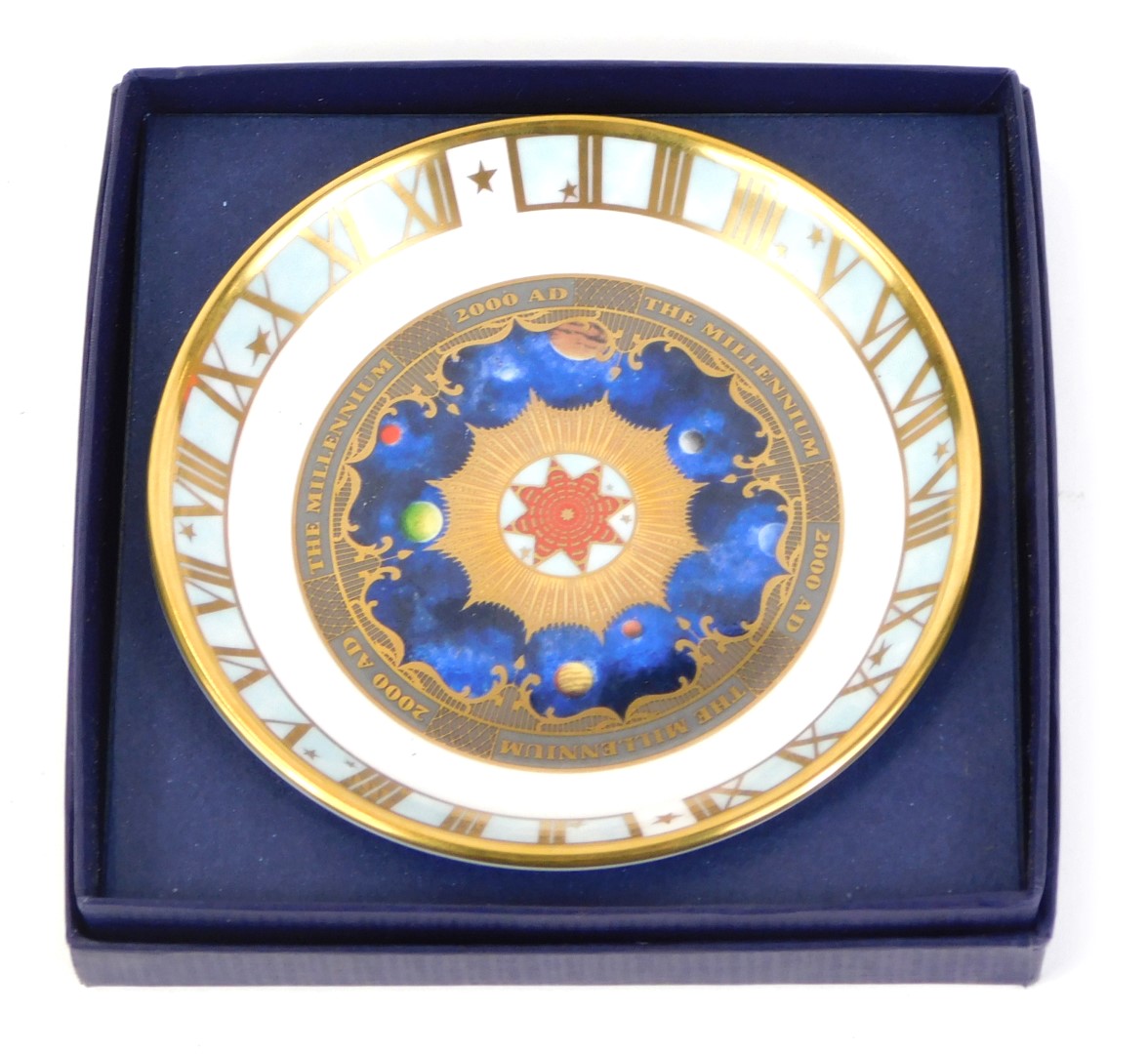 A Royal Worcester porcelain millennium dish 2000, in celebration of that event, boxed.
