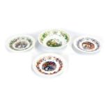 Four Royal Doulton Brambley Hedge dishes, comprising the four seasons pin dishes, Autumn, Summer and