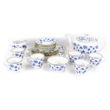 A Spode Blue Colonel porcelain part tea service, comprising teapot, cream jug, bowl, bread plate, si