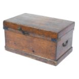 A pine chest, containing carpenter's tools, vices, etc, chest 43cm high, 78cm wide, 47cm deep.