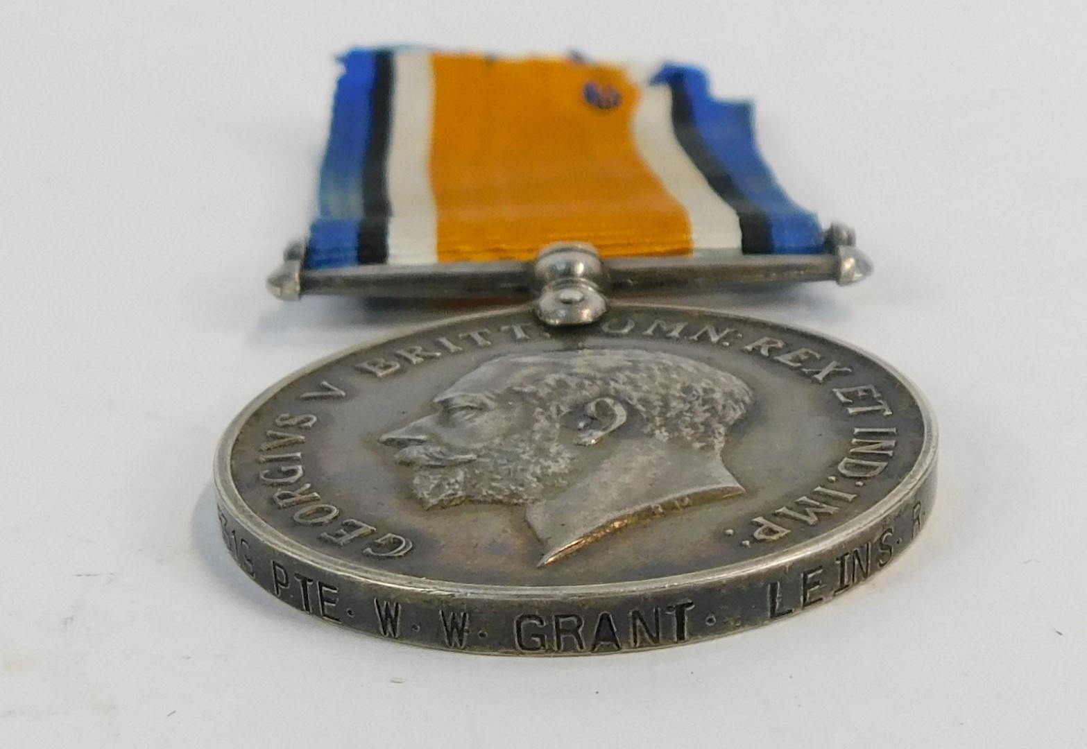 A British War Medal awarded to Pte. 3519 Walter William Grant, 3rd Bn The Leinster Regiment. Note: - Image 2 of 7