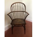 An early 19thC ash and elm spindle back child's Windsor chair. (AF)