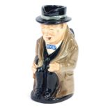 A Royal Doulton character jug of Winston Churchill, modelled seated, printed mark, 22.5cm high.