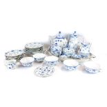 A group of Royal Copenhagen blue and white porcelain tea and coffee wares, comprising an oval tray,