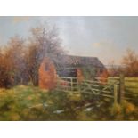 Howard Shingler (b.1953). Barn ruin, oil on canvas, signed, 36cm x 45cm.