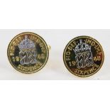 A pair of London Mint collectors gold plated cufflinks, each formed as a sixpence, boxed.