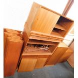 A Ladderax style Scandinavian wall unit system, comprising six cupboard sections, wooden brackets, s