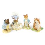 Three Beswick Beatrix Potter figures, comprising Lady Mouse from Tailor of Gloucester and Johnny Tow