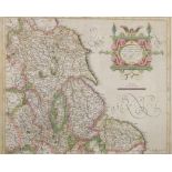 After Mercator. Regional map, Yorkshire, Notts, Derbyshire, Lincolnshire, Norfolk and Staffordshire,