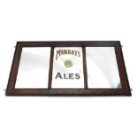 A Murray's Ale advertising mirror, in oak frame, in three sections, stencilled with red and blue let