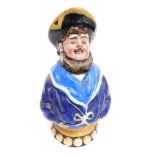 A late 19thC Wemyss pottery Toby jug, formed as a bearded sailor, polychrome decorated, with black a