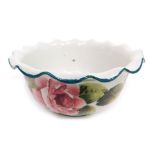 A late 19thC Wemyss pottery cabbage rose bowl, with flared rim, on circular foot, hand painted, impr