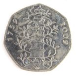 A 1759-2009 commemorative Kew Gardens commemorative fifty pence coin.