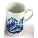 An 18thC Worcester porcelain Le Peche and La Promenade Chinoise pattern cylindrical mug, circa 1775,