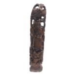 A 20thC Chinese hardwood carving of Shou Lao, the figure holding staff and a peach above a three cl