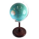 A 20thC Kaden Columbus terrestrial globe, on chrome axis and wooden stand, stamped Berlin Stuttgart,