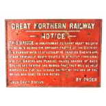 A cast iron Great Northern Railway notice, This Bridge is Insufficient to Carry Heavy Weights...King