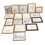 A large quantity of monochrome and polychrome watercolours, by Jennifer Critchlow, various subjects