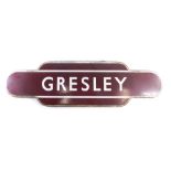 A British Railways (Midland Region) Gresley enamel station totem sign, in white lettering, 28cm x 98