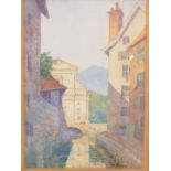 John James Cresswell. French town scene, watercolour, 36cm x 24cm. John J Cresswell of Louth was th