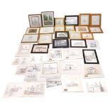 A large quantity of monochrome and polychrome watercolours, by Jennifer Critchlow, various subjects