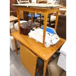A 1960s retro table with Melamine top and two similar kitchen tables, a teak drawer leaf table, a el