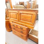 A pine side cabinet, and a 20thC chest of two short and two long drawers.