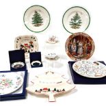 An Aynsley porcelain Pembroke pattern cake plate and slice, boxed, Royal Worcester Exotic Butterflie