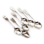 A set of six George III silver Fiddle pattern teaspoons, initial engraved, Thomas Watson, Newcastle,