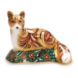 A Royal Crown Derby porcelain Fox Cub paperweight, red printed marks and gold stopper, 9cm high.