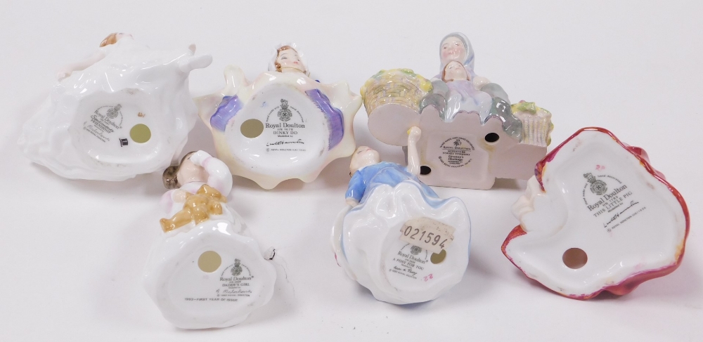 Six Royal Doulton figures, comprising Dinky Do, HN1678, A Posie for You, HN3606, Daddy's Girl, HN343 - Image 3 of 3