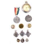 A Waltham gentleman's pocket watch, open faced, keyless wind, circular dial bearing Roman numerals,