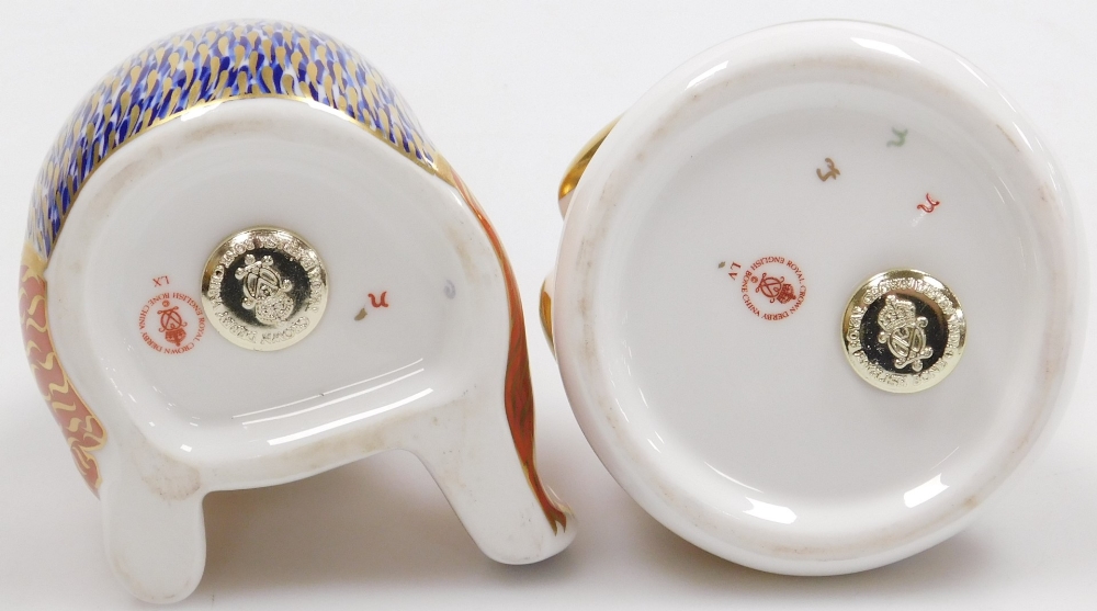 Two Royal Crown Derby porcelain paperweights, comprising Honey Bear, red printed marks and silver st - Image 3 of 3