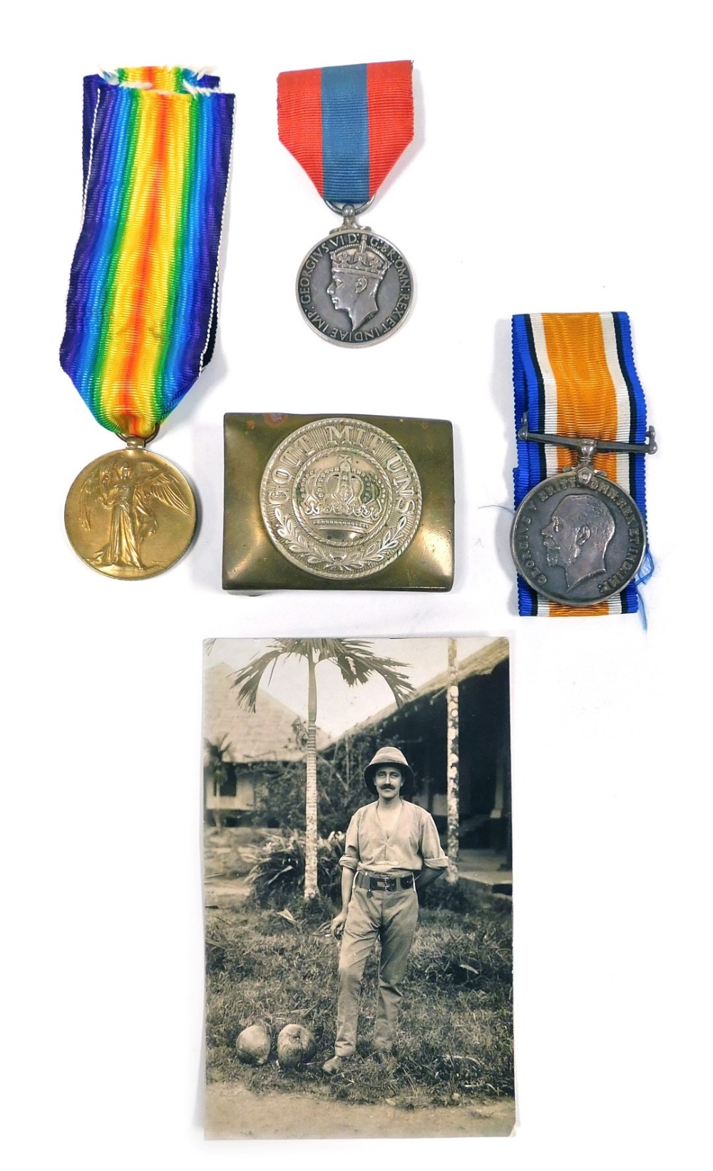 A pair of World War I medals, comprising The Great War and Victory medals, named to Cpl A E Wright,