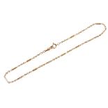 A rose metal fancy link neck chain, on a bolt ring clasp, stamped 9ct, 9.0g, 37cm wide.