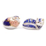 Two Royal Crown Derby porcelain paperweights, comprising Blue Fox, gold stopper, 11cm high, and a Qu