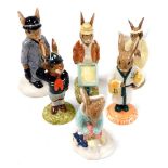 Six Royal Doulton Bunnykins figures, comprising Businessman Bunnykins, DB263, Gardener Bunnykins, DB
