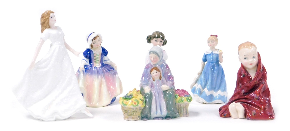 Six Royal Doulton figures, comprising Dinky Do, HN1678, A Posie for You, HN3606, Daddy's Girl, HN343