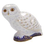 A Royal Crown Derby porcelain Snowy Owl paperweight, an exclusive for the Royal Crown Derby Collecto