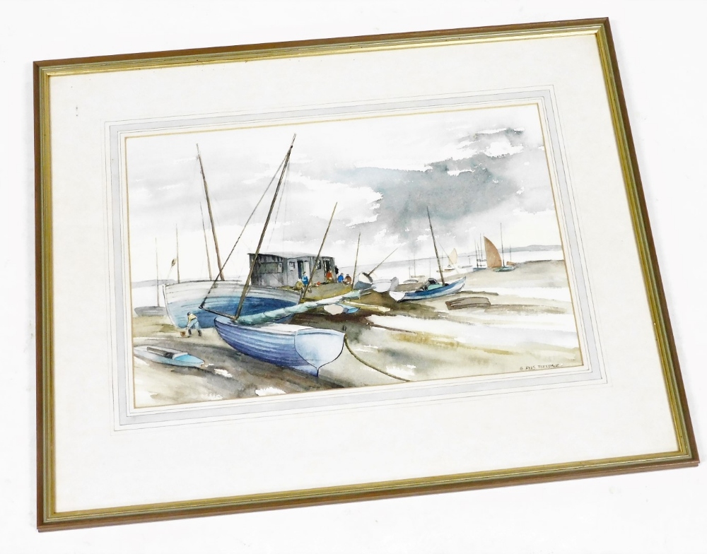 Gladys Rees Teesdale (British, 1898-1985). Blue boats, watercolour, signed, 32cm x 48cm. - Image 2 of 3