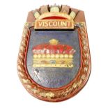 An early 20thC cast bronze wall plaque, for HMS Viscount, with crown shaped emblem to the top, above