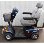 A Freerider Mayfair mobility scooter, in blue trim, lacking key and charger.