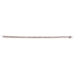 An 18ct white gold diamond line bracelet, set with round brilliant cut diamonds totalling, approx. 5