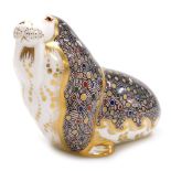 A Royal Crown Derby Imari paperweight modelled as a Russian Walrus, limited edition 1500, specially