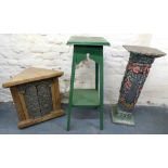 A group of furniture, to include an Eastern hardwood carved plant stand, with painted decoration, 76