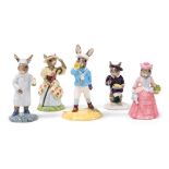 Five Royal Doulton Bunnykins figures, comprising Wee Willy Winky, DB270, Mary Mary Quite Contrary Bu