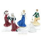 Five Royal Worcester porcelain figures, comprising Alexandra, Katie, Margaret, Premier figurine 2000