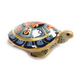 A Royal Crown Derby porcelain Terrapin paperweight, red printed marks and gold stopper, 9.5cm wide,